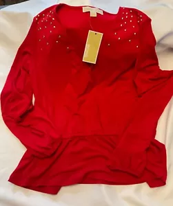 New Michael Kors Crimson Red Top. - Picture 1 of 5
