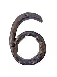 Rustic Brown Cast Iron Wall Number 6 Six or 9 Nine Home Address Wall Plate - Picture 1 of 5