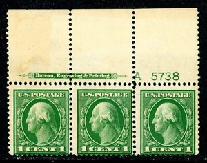 USA 1912 Washington 1¢ Green Sc 405 Inscription Perf 12 SL Wmk Mint U717 - Picture 1 of 6