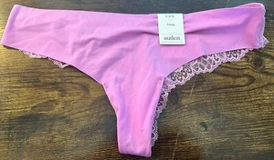 NWT Women'S Laser Cut Thong with Lace Back - Auden SZ S Pink B08 - Picture 1 of 2