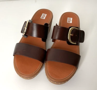 Sandalias zuecos FitFlop para mujer color marrón talla 10 Foto 1 de 4