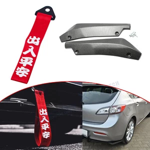 Fit Mazda 3 6 MX-5 Miata Splitter Winglet Canard Diffuser Spoiler Lip+Tow Strap - Picture 1 of 12