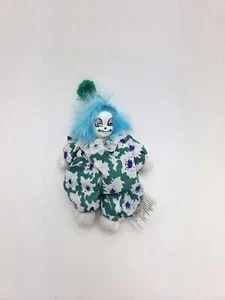Vintage Green and Blue Porceline Clown Doll (3 inch) - Picture 1 of 2