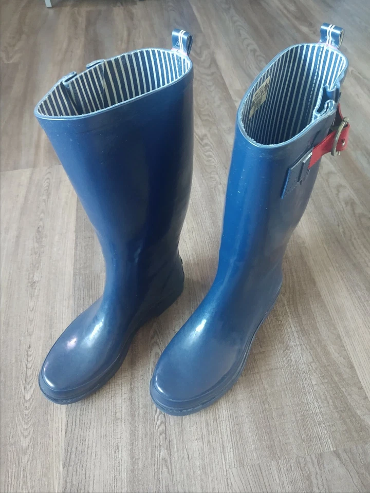 Женские дождевики Nautica Saybrook темно-синие красно-белые резиновые и кожаные размер 7 - Изображение 1 из 4