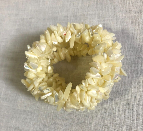 OFF WHITE Bracciale Polsino Elastico Vintage Shell Off Bianco 2" Largo