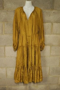 zimmermann ‘estelle tiered’ golden brown silk l/s dress…size 2…vgc... - Picture 1 of 5