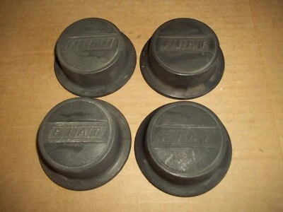 Fiat Center Hubcap Lug Wheel Cover Hub Cap OEM USED SET BLACK PLASTIC 3 1/8" - Image 1 of 4