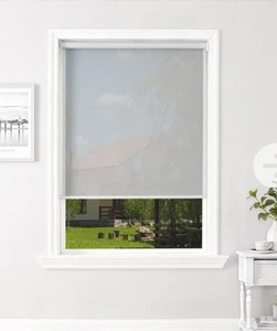 Two ChrisDowa Grey Blackout Roller Shade Window Blinds 5% Openness Solar Screen - Picture 1 of 8
