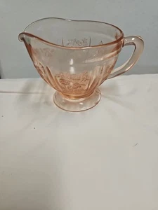 Vintage Federal Glass Pink Depression Creamer Cabbage Rose - Picture 1 of 7