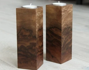Candelabros de nogal burl para decoración festiva de mesa - Imagen 1 de 11