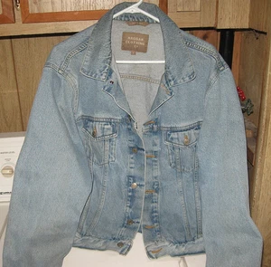 HAGGAR CLOTHING CO Denim Jacket Blue READ COMPLETE DESCRIPTION BELOW - Picture 1 of 10