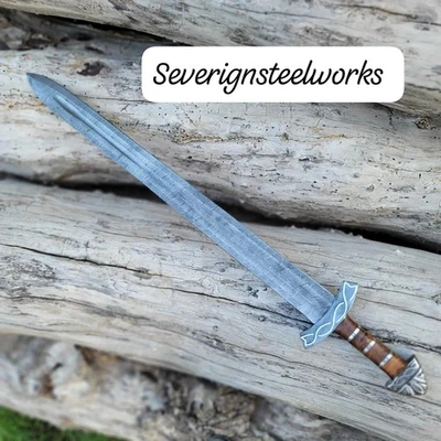 手工制作大马士革钢挪威人剑-维京风格礼物|定制北欧刀片 — 第 1/4 张图片