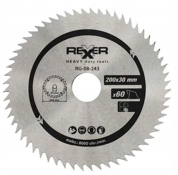 Kreissägeblatt Sägeblatt CR 200 x 30 mm Z60 Chromstahl Holz Längs- Querschnitt - Bild 1 von 1