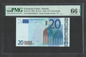Unión Europea 20 Euro P-3n 2002 Año UNC Austria Firma Duisenberg PMG66EPQ - Imagen 1 de 2