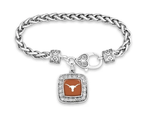 Texas Longhorns Heart Clasp Bracelet - NCAA College Team Cover
