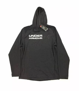 NEW Under Armour UA Tech Terry Mens Pullover Hoodie GoldGear Black Loose Mens M - Picture 1 of 10