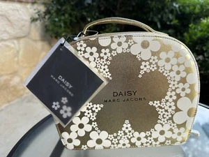 Marc Jacobs Daisy Flower Rose, Gold Hard case Zipper Cosmetic Bags New - Picture 1 of 8