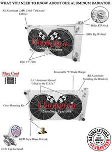 4 Row CR Radiator 28",14" SPAL Fans,Shroud-1967,1969-1972 Chevy C/K Series V8 - Bild 1 von 6