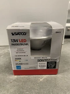 Satco S9412 13w PAR30/SN/NFL Indoor Outdoor 50w Bright White Dimmable - Picture 1 of 5