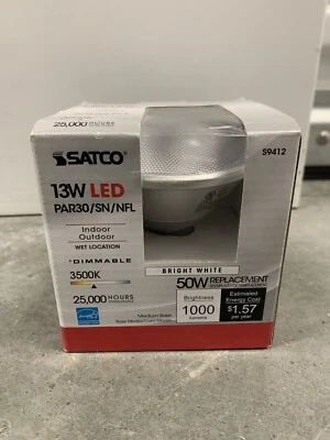 Satco S9412 13w PAR30/SN/NFL Indoor Outdoor 50w Bright White Dimmable - Image 1 of 4