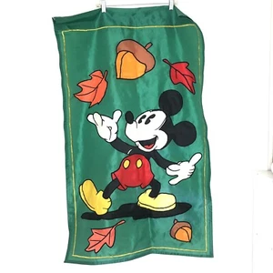Vintage Disney Mickey Mouse Fall Autumn Leaves Garden Yard Flag 44x28 - Picture 1 of 6
