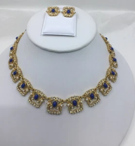 Vintage 90er P. T. Renaissance Stil Suite Halsband Halskette & Clip-on Ohrringe Set - Bild 1 von 5