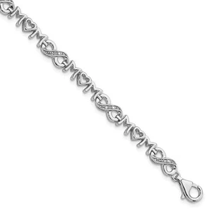 Silver Heart Mom Infinity Diamond Bracelet QDX1251 - Picture 1 of 4