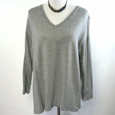 H by Halston Womens Split Back French Terry Small Sweater - Image 1 of 4