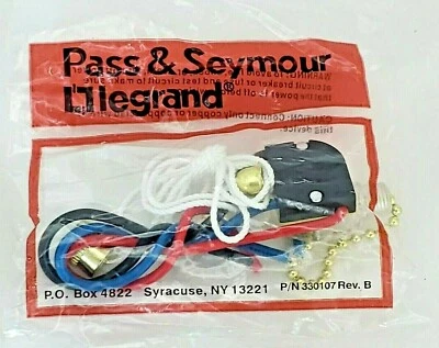 Interruptor de luz de cadena de tracción de 2 circuitos y 4 posiciones reparación resistente Legrand Pass Seym Foto 1 de 3