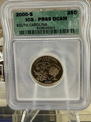 2000-S Graded Proof Clad South Carolina Quarter ICG PR69 DCAM 25C SP255 - Image 1 of 2