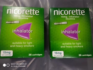 INHALADOR NICORETTE 2 CAJAS 36 CARTUCHOS 15mg NICOTINA CADUCIDAD FEBRERO 2026 NUEVO - Imagen 1 de 22