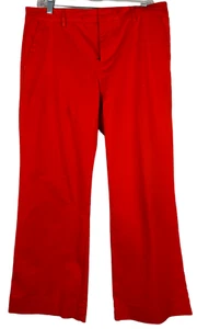 Gap Perfect Khaki Womens 8 Lava Orange Mid Rise Flat Front Flare Pants Pockets - Picture 1 of 9