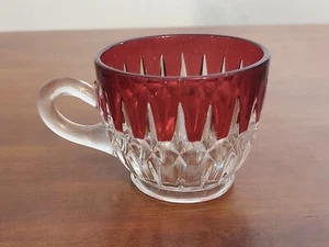 1893 RUBY STAINED Greensburg EAPG Corona SUNK HONEYCOMB Glass Custard PUNCH CUP - Picture 1 of 2