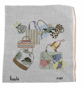 ROSALIE PETERS Handpainted Needlepoint Canvas Handbags Bags Pillow Design 13ct - Picture 1 of 9