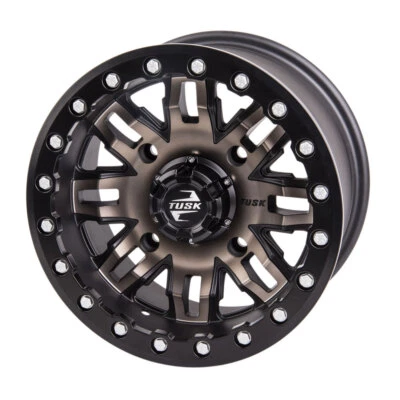 Tusk Teton Beadlock Wheel 14x7 4.0 + 3.0 Smoke/Black 4/156 Lug Pattern - Image 1 of 4