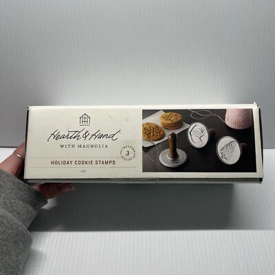 Hearth Hand Magnolia Metal & Wood Holiday Cookie Press Stamp Set of 3 - Image 1 of 4