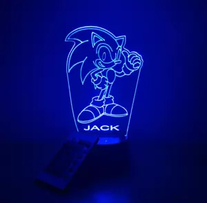 Sonic Light Up Night Light, Personalized FREE, Character LED Table Lamp - Picture 1 of 10