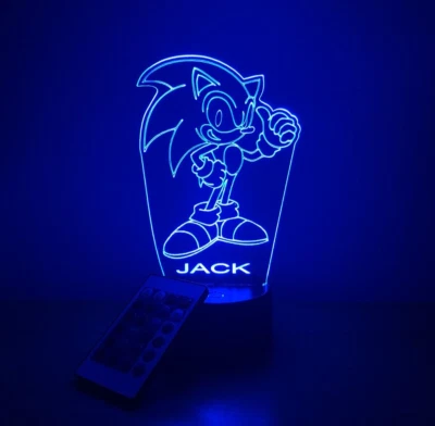 Sonic Light Up Night Light, Personalized FREE, Character LED Table Lamp - Image 1 of 4