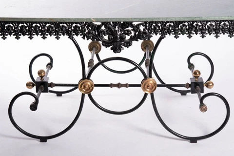 Beautiful  French Marble Pastry/ Meat  Table Iron Base Delivery Available Cover
