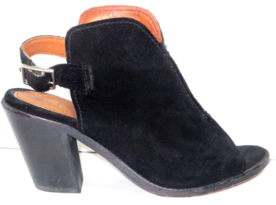 FRYE Courtney Black Suede Block Heel Peep Toe Slingback  Pumps Size 6.5 B - Image 1 of 4