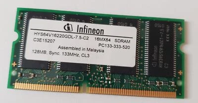 Infineon HYS64V16220GDL-7.5-C2 128MB PC133-333-520 SDRAM Memory Module - Image 1 of 2
