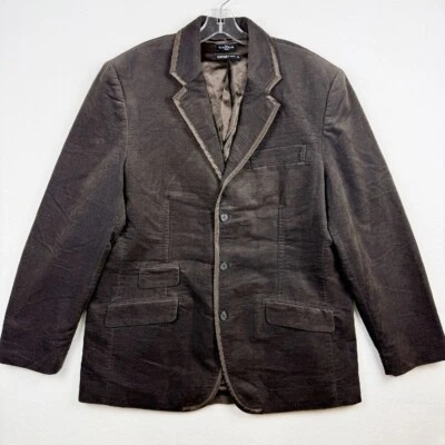 Blazer Marc Ecko corte e costura XL marrom camurça dois botões casaco esportivo masculino - Imagem 1 de 4