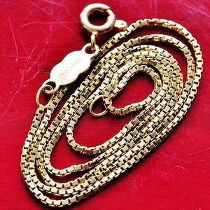14k 585 yellow gold necklace 15.1" Italian box link chain 2.65gr UnoAErre - Picture 1 of 12