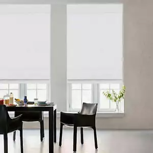 Glowe Blackout Cordless Fabric Roman Shade in Pearl White 23" x 72" - Picture 1 of 6