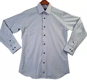 David Donahue Check Slim Dress Shirt Men's 15.5 32/33 Blue Plaid Button Up - Picture 1 of 8