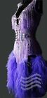 L2296 Feather Ballroom Specialty Adult Rhythm/ Latin Dress Us 10 Purple