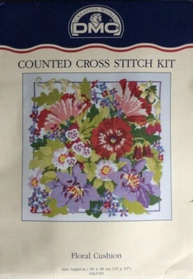 Floral Cushion Front Cross Stitch Kit DMC - K3785 - 38 x 38cm -15 x 15" - Image 1 of 2
