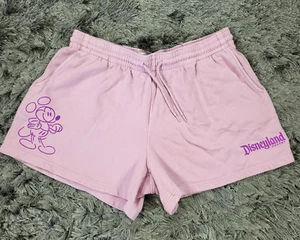 Disney Disneyland Resort Mickey Mouse Sweat Shorts Womens XL Pink Purple Lounge - Picture 1 of 19