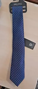 BNWT Skopes Navy Polka Dot Tie 100% Polyester - Picture 1 of 2