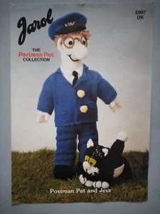 POSTMAN PAT (46cm) & JESS the CAT (15cm) Toys, 8ply - JAROL Knitting Pattern 997 - Picture 1 of 3